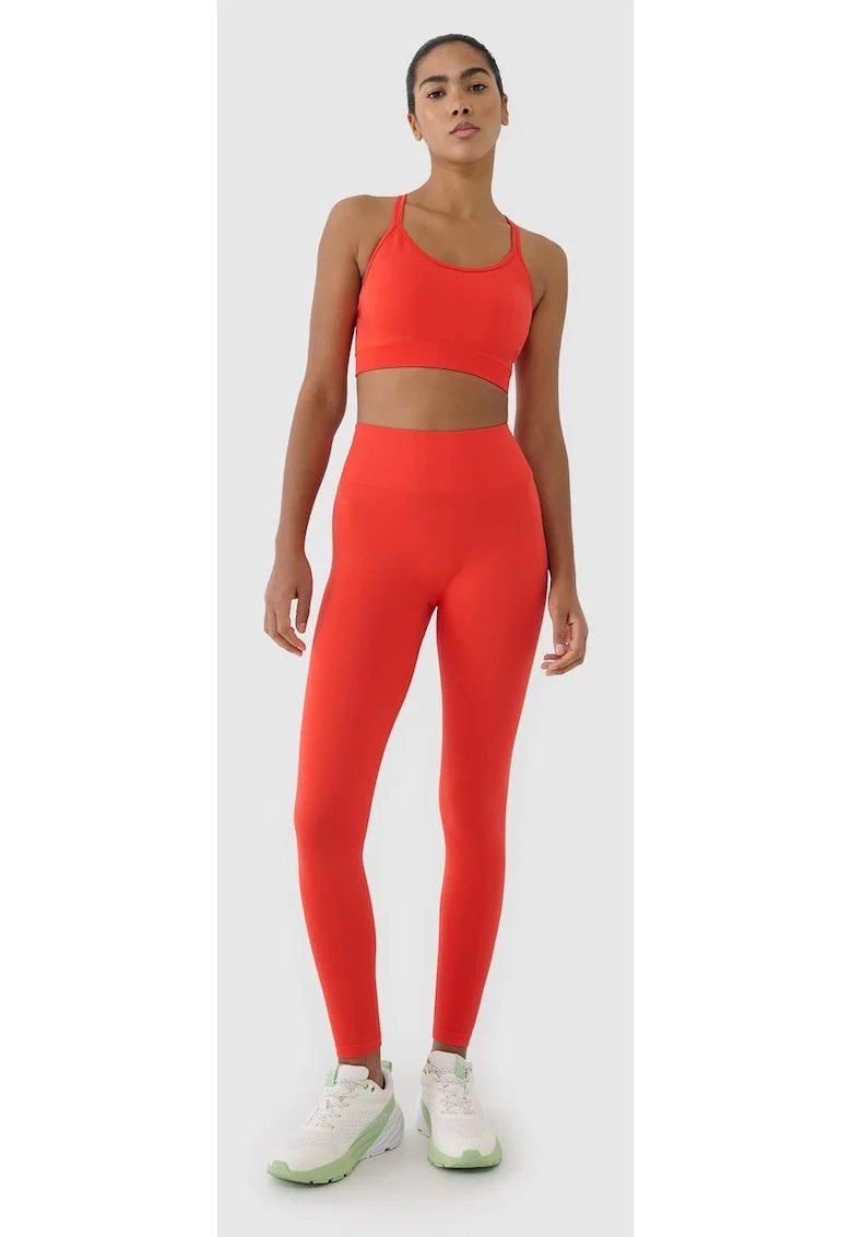 Colanti antrenament femei  rosu, talie inalta, efect push-up, croiala slim