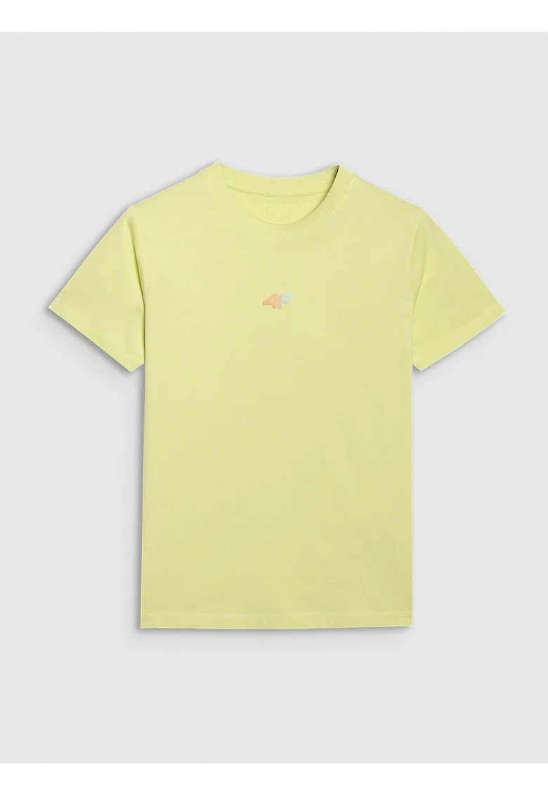 Tricou oversize femei  galben pal bumbac, Galben pal