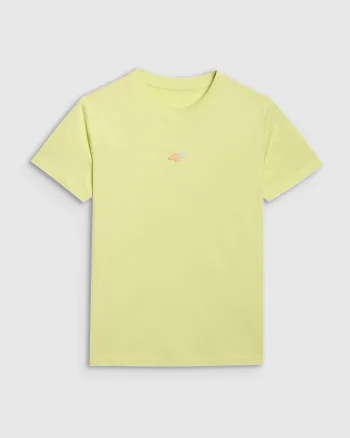 Tricou oversize femei  galben pal bumbac, Galben pal