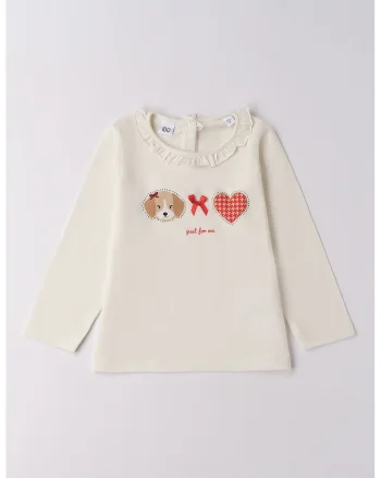 Bluza cu decolteu cu volane, Crem