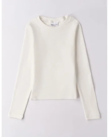Bluza din amestec de bumbac cu aspect striat, Crem