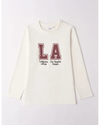 Bluza de bumbac cu imprimeu text, Alb