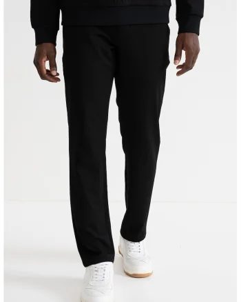 Pantaloni slim-fit chnino cu model uni, Negru