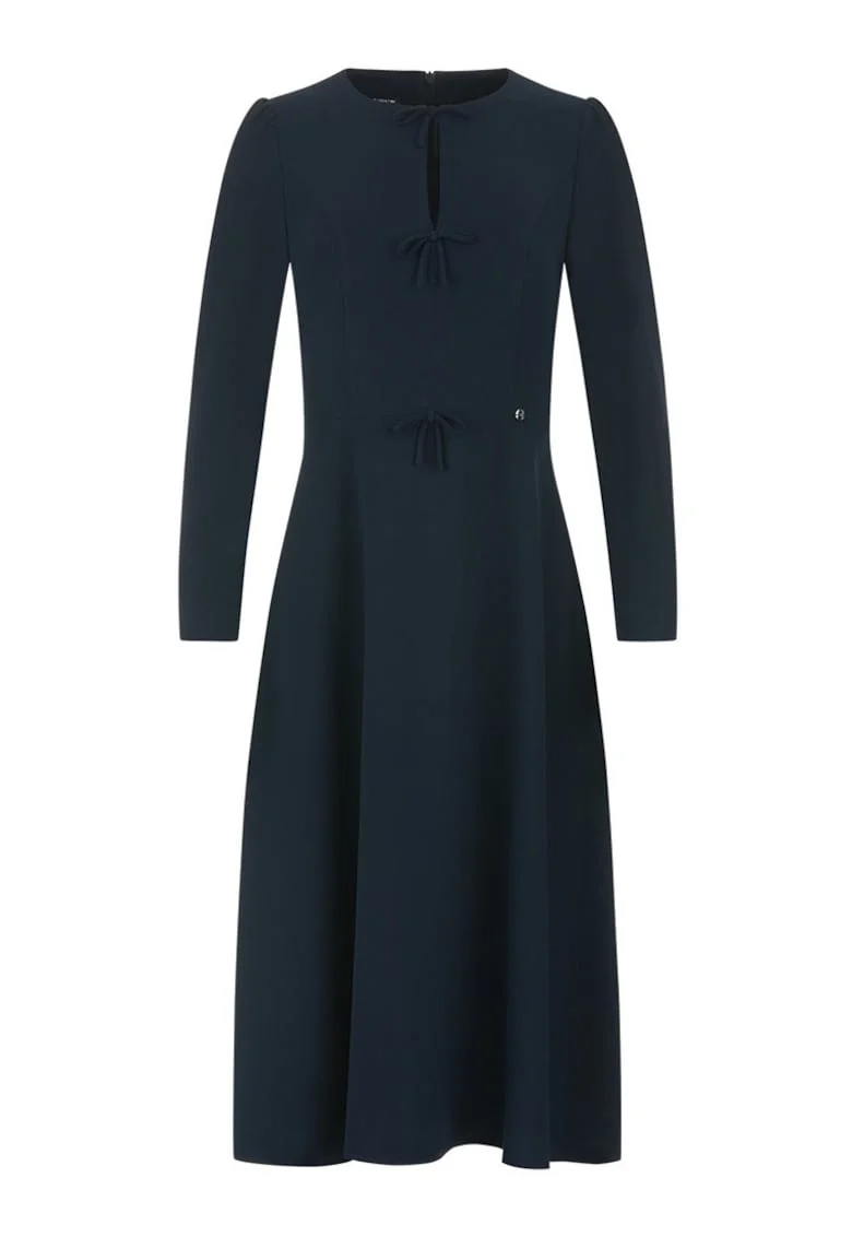 Rochie midi evazata, cu fundite decorative