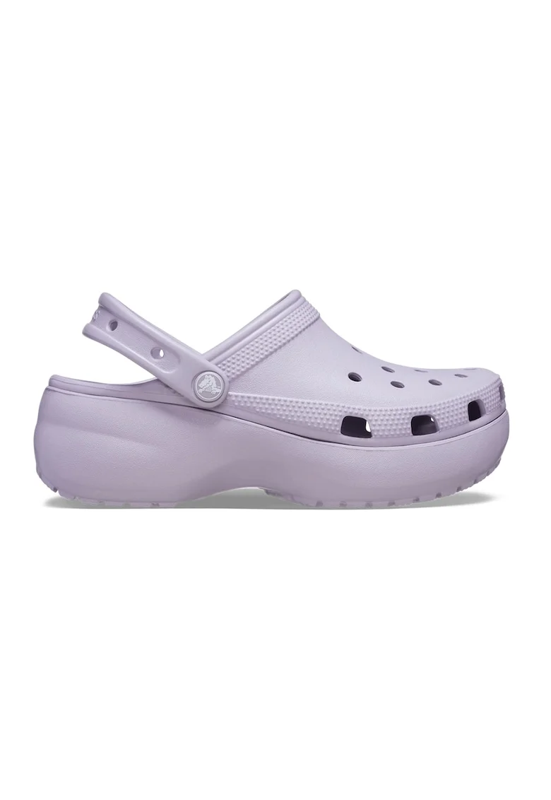 Saboti slingback cu model perforat si talpa flatform, Lila