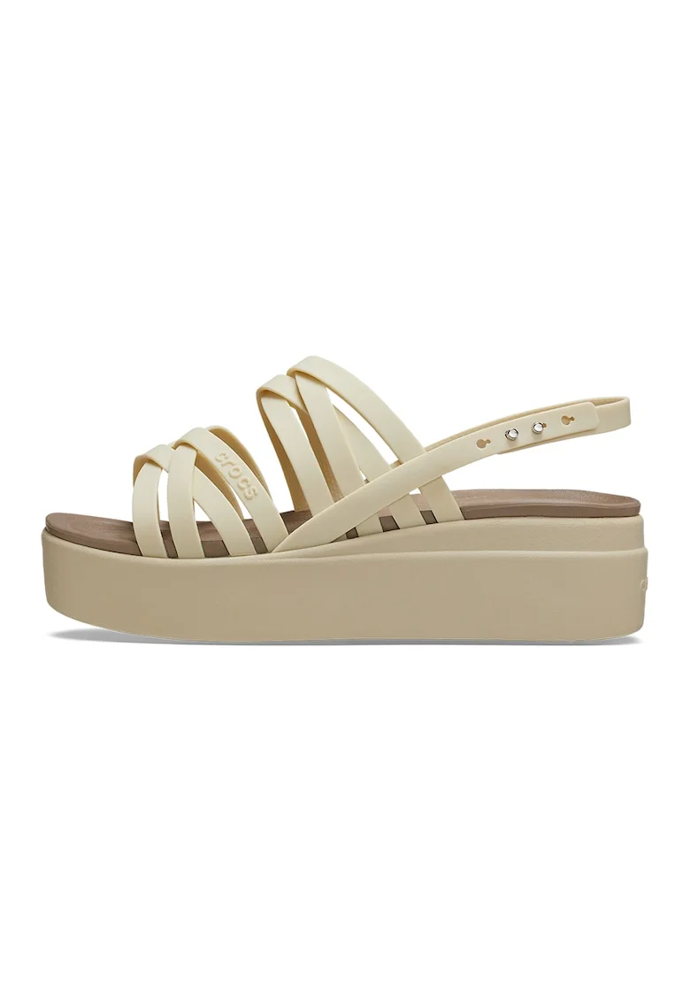 Sandale wedge cu logo Brooklyn, Bej