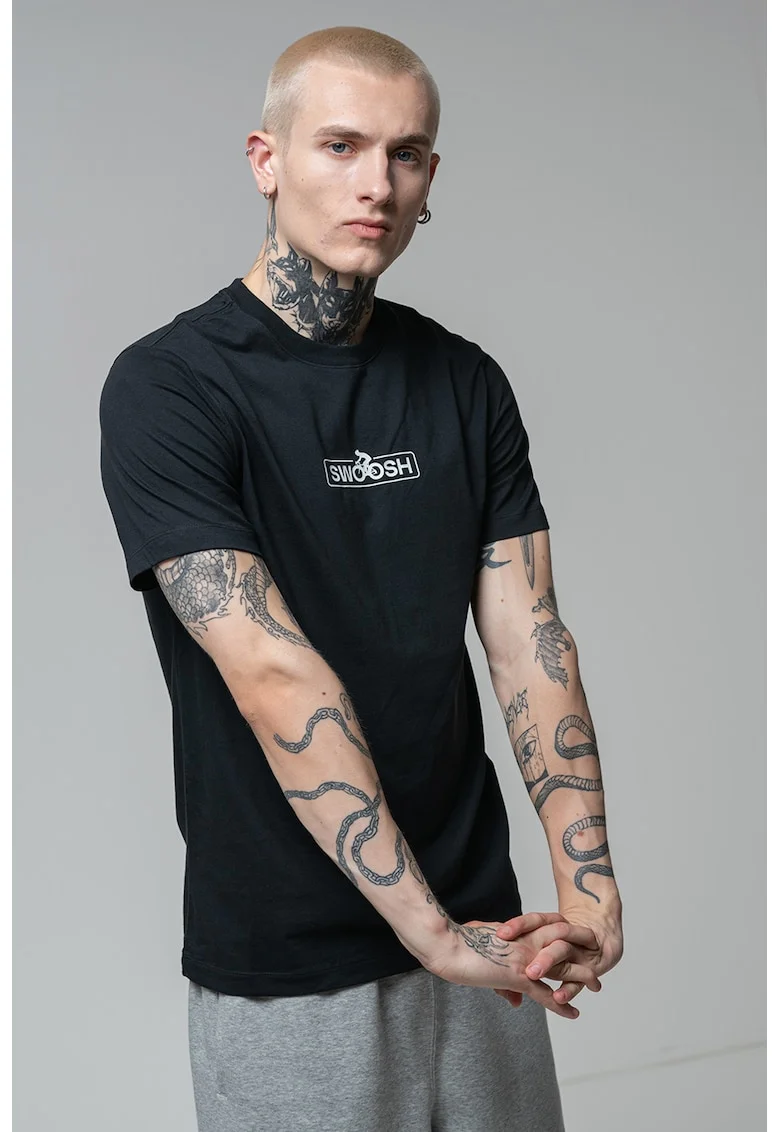 Tricou cu decolteu la baza gatului, Alb/Negru