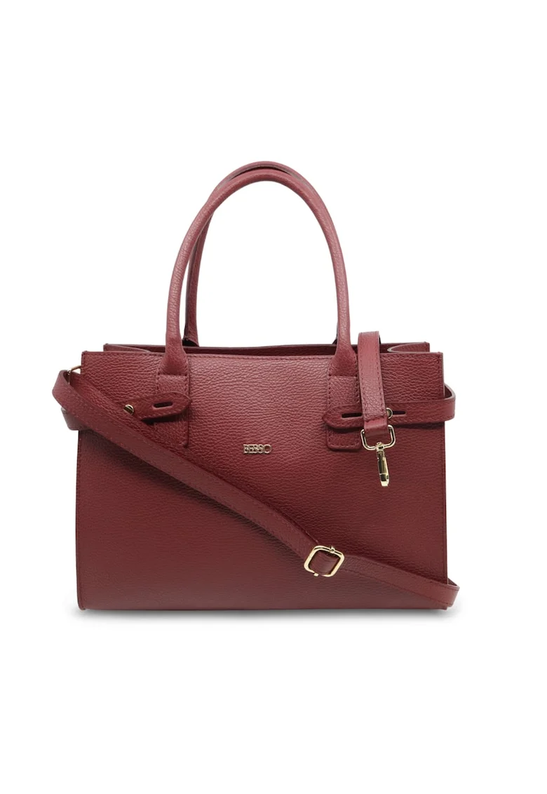 Geanta de mana din piele naturala Orizzonte Urbano, Visiniu