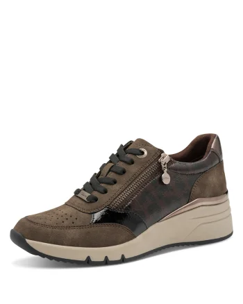 Pantofi sport wedge cu fermoar, Maro