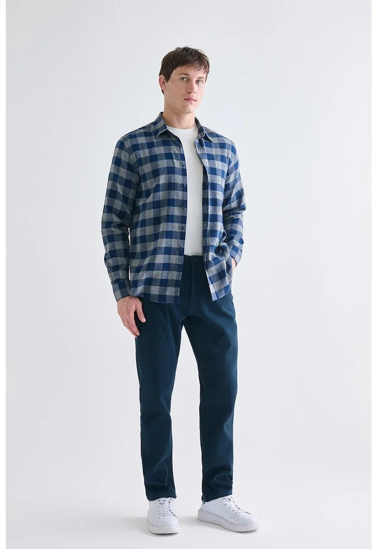 Pantaloni drepti cu model uni, Bleumarin