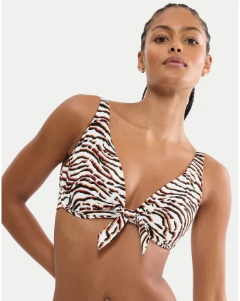 Top de bikini dama,  animal print, Alb/Multicolor