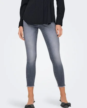 Blugi skinny crop cu tiv nefinisat Blush