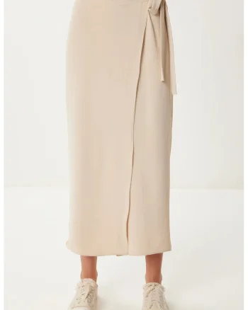 Pantaloni dama, Happiness Istanbul, cropped, talie inalta, crem natural, bumbac/poliester