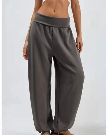 Pantaloni dama  drepti, talie medie, natural, material elastic