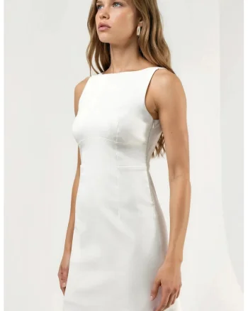 Rochie mini,  detalii la spate, alb, bumbac/poliester/elastan