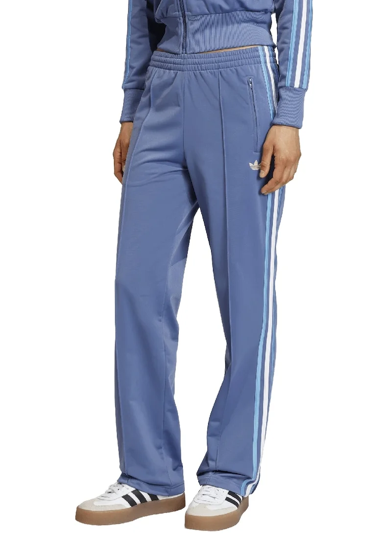 Pantaloni de trening cu talie medie si terminatii cu fermoar, Albastru prafuit