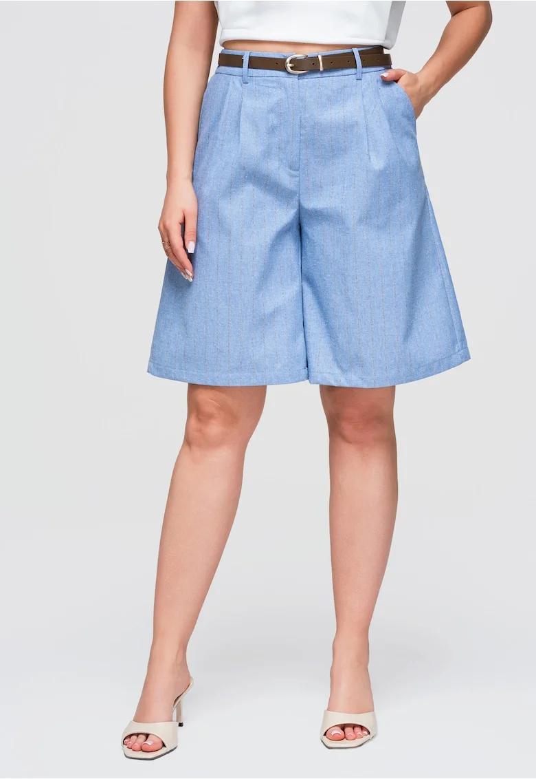 Bermude dama cu talie inalta, pantaloni scurti cu croi lejer OW-ST-E0016, Albastru
