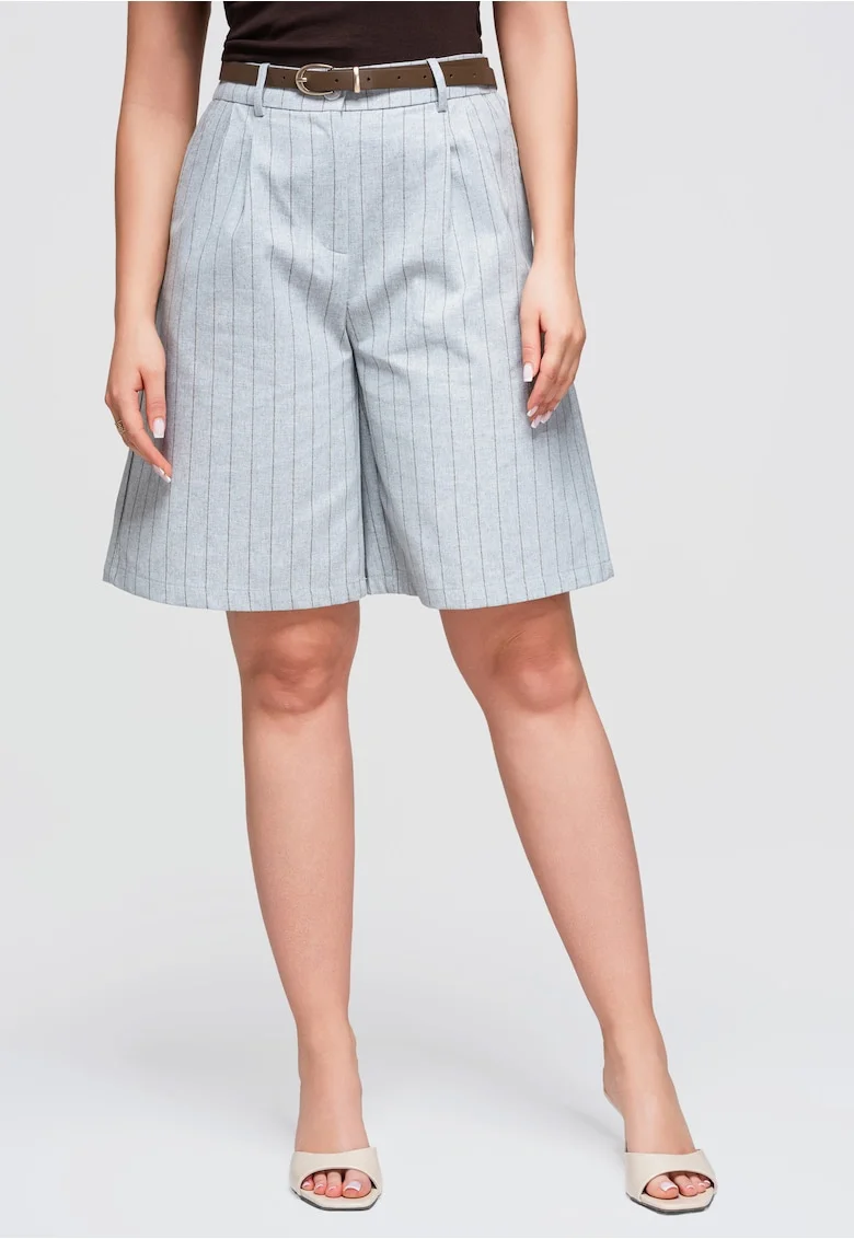 Bermude dama cu talie inalta, pantaloni scurti cu croi lejer OW-ST-E0016, Gri