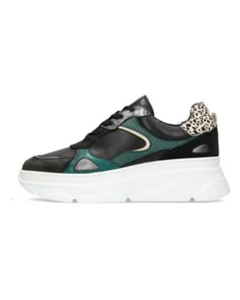 Pantofi sport din piele cu talpa wedge Jana, Negru