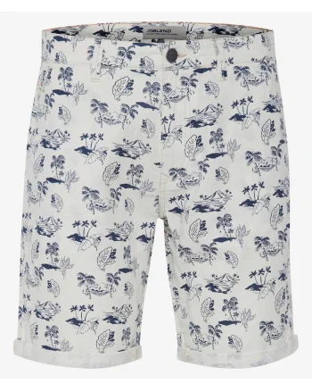 Pantaloni scurti din amestec de in si bumbac cu imprimeu tropical,