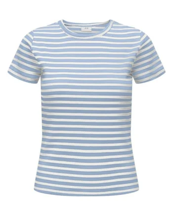 Tricou din amestec de bumbac cu model cu dungi contrastante