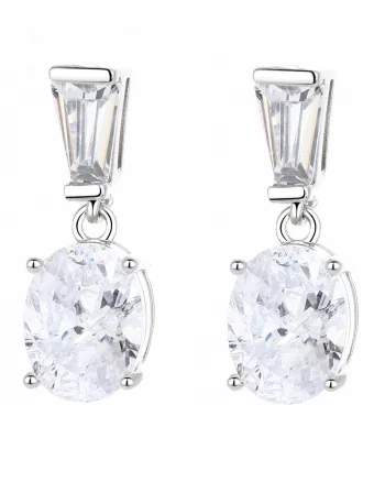 Cercei argint 925, JW797, model zirconiu alb, placati cu rodiu