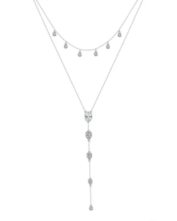 Lantisor argint 925, JW1768, model dublu lung, placat cu rodiu