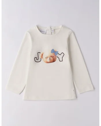 Bluza cu imprimeu pe piept, Alb fildes/Maro/Bej