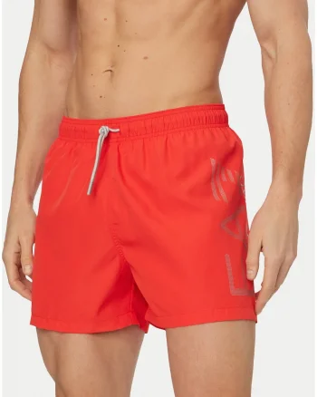 Pantaloni scurti de baie barbati,  rosu, uscare rapida, material poliester