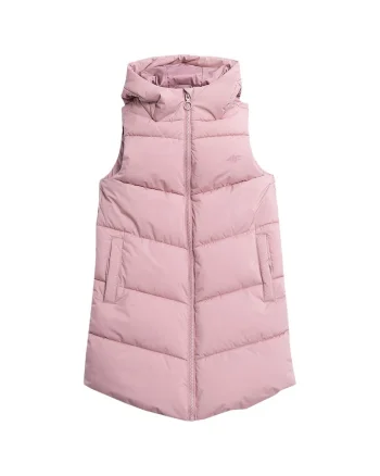 Vesta pentru fete,  roz, poliester, cu gluga, doua buzunare, Roz