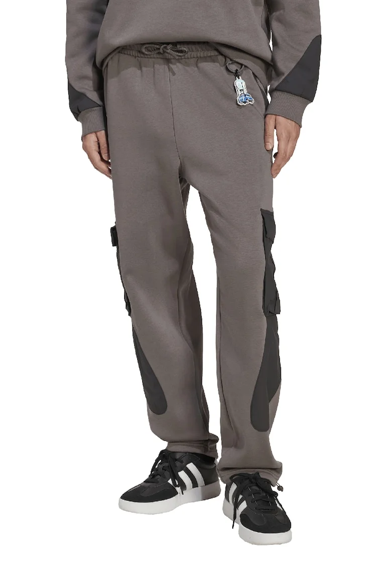 Pantaloni cargo cu croiala lejera si snur in talie, Maro taupe