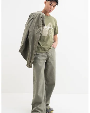 Tricou de bumbac cu logo, Alb murdar/Verde feriga/Bej deschis