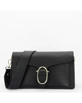 Geanta din piele naturala 1683 126, Negru, 14x26x9