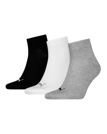 Set de sosete scurte unisex cu detalii logo - 3 perechi, Alb/Negru/Gri melange