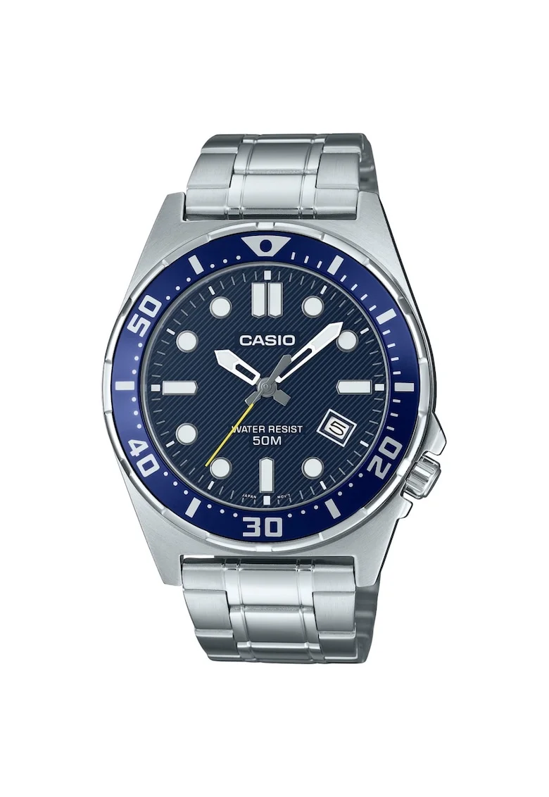 Ceas pentru barbati  MTD-135D-2A, cadran albastru marin, bratara otel inoxidabil, rezistenta la apa WR50, 44x9mm