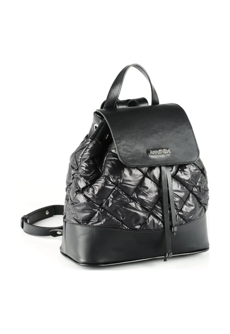 Geanta dama piele,  Rucsac mic matlasat, negru, 30x9x30 cm