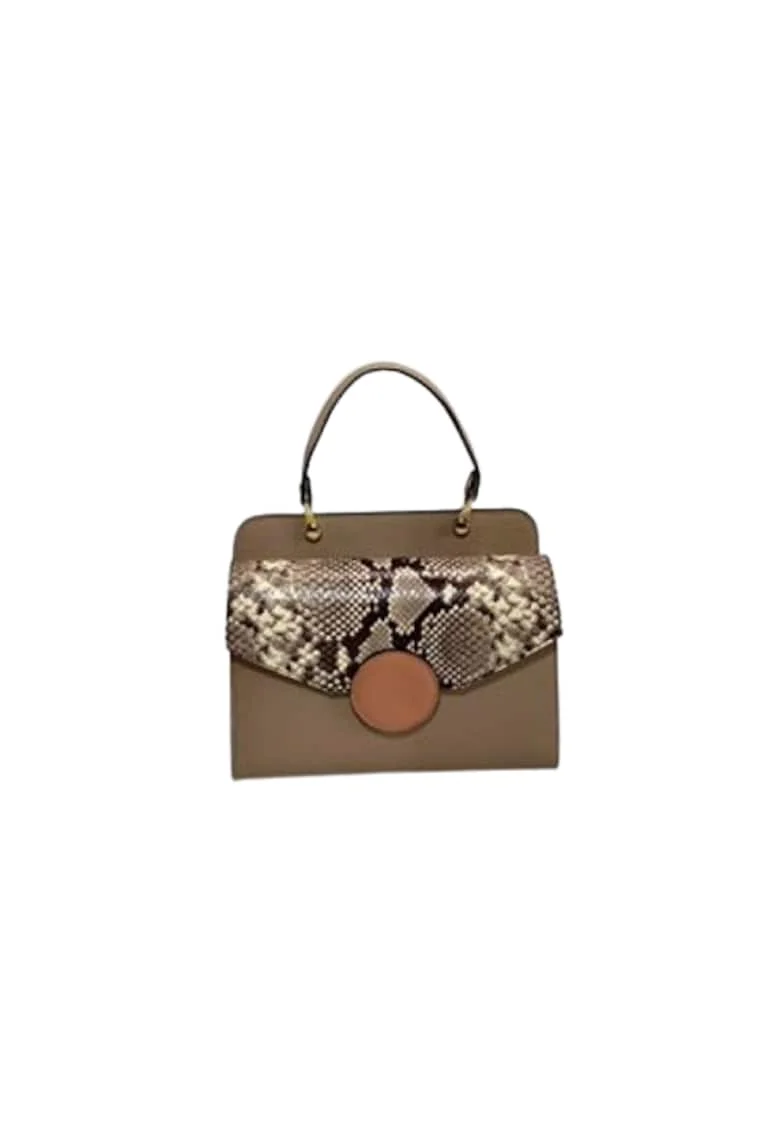 Geanta dama piele,  Felicia, grej somon, 26x12x20 cm