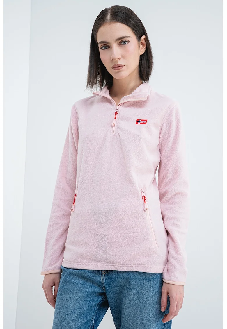 Bluza de trening slim fit cu fermnoar Ulyssia, Roz pastel