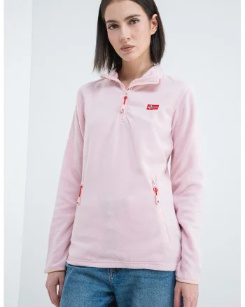 Bluza de trening slim fit cu fermnoar Ulyssia, Roz pastel