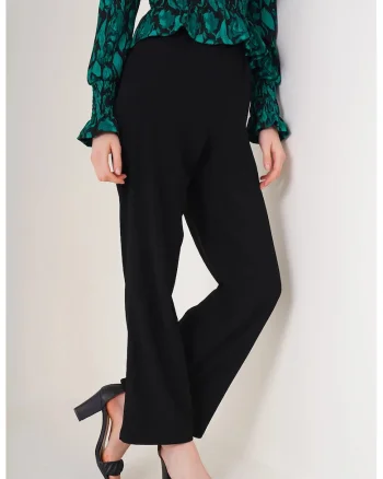 Pantaloni dama, HiCCUP, croiala relaxata, poliester-lycra, Negru