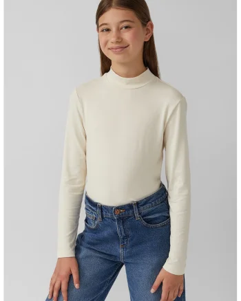 Bluza cu guler scurt, Crem