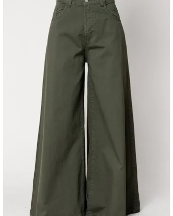 Blugi foarte largi din denim Kaki 18143, Verde