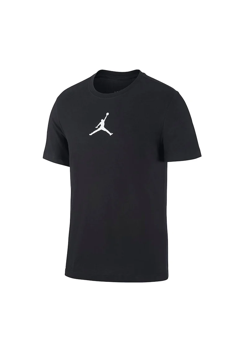 Tricou cu decolteu la baza gatului si logo Jordan Jumpman, Negru