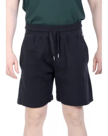 Costum de baie barbati,  hanorac Homewear Bermuda, pantaloni scurti, negru, 100% bumbac, Negru