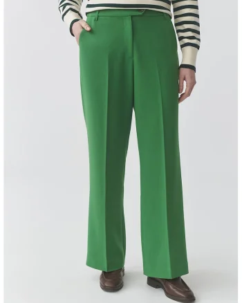 Pantaloni eleganti cu detalii pensa, Verde