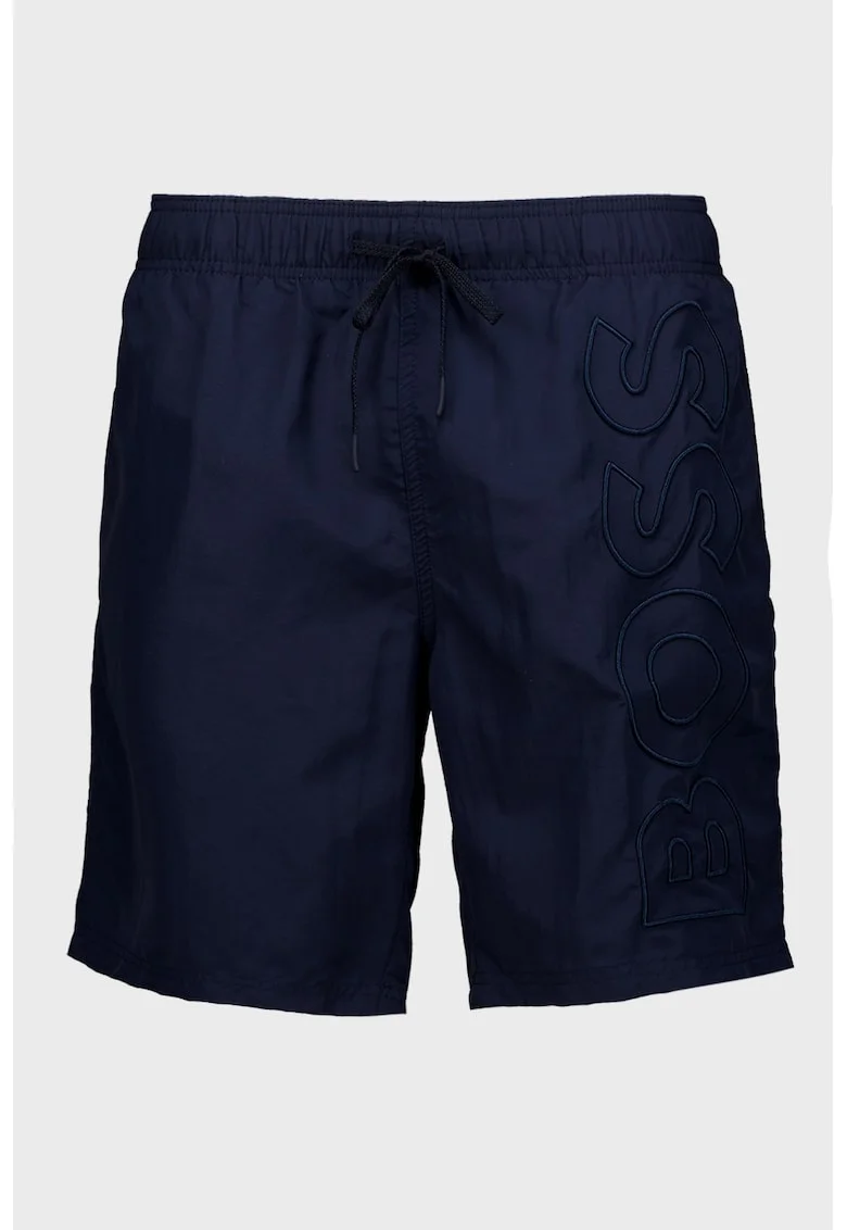 Pantaloni scurti de baie cu broderie logo Whale, Bleumarin