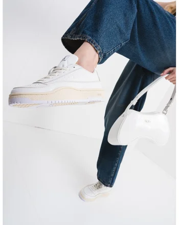 Pantofi sport low-cut din piele Tracker-D, Alb murdar