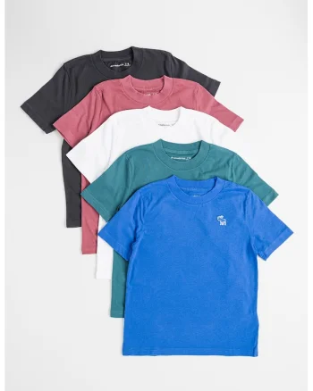 Set de tricouri cu decolteu la baza gatului - 5 piese, Multicolor