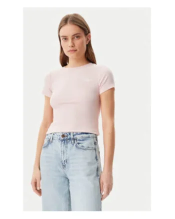 Tricou cu model uni si maneci.scurte, Roz