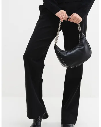Pantaloni uni cu buzunare laterale, Negru